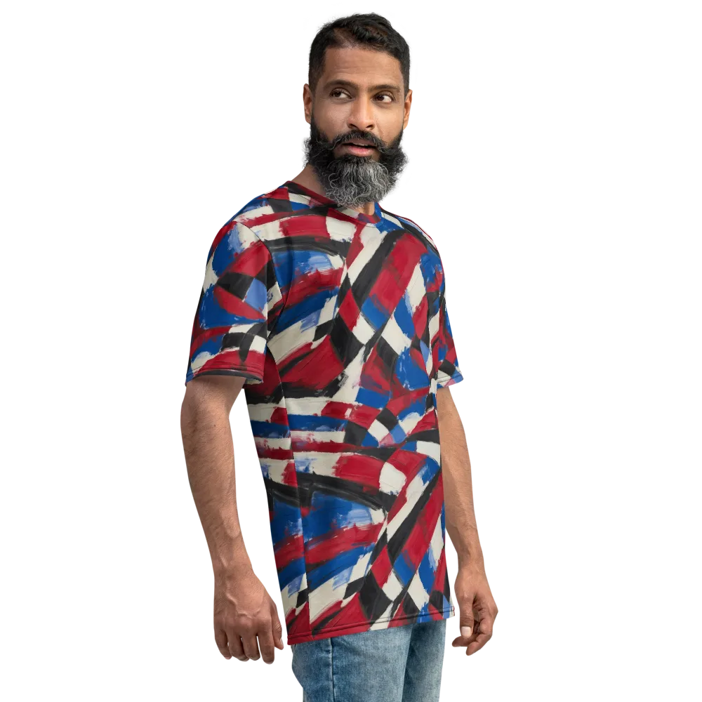 Patriot Brushwork on Men's Crew Neck T-Shirt — Right