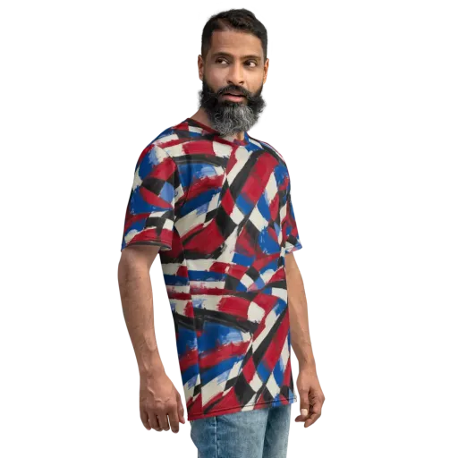 Patriot Brushwork on a Men's Crew Neck T-Shirt