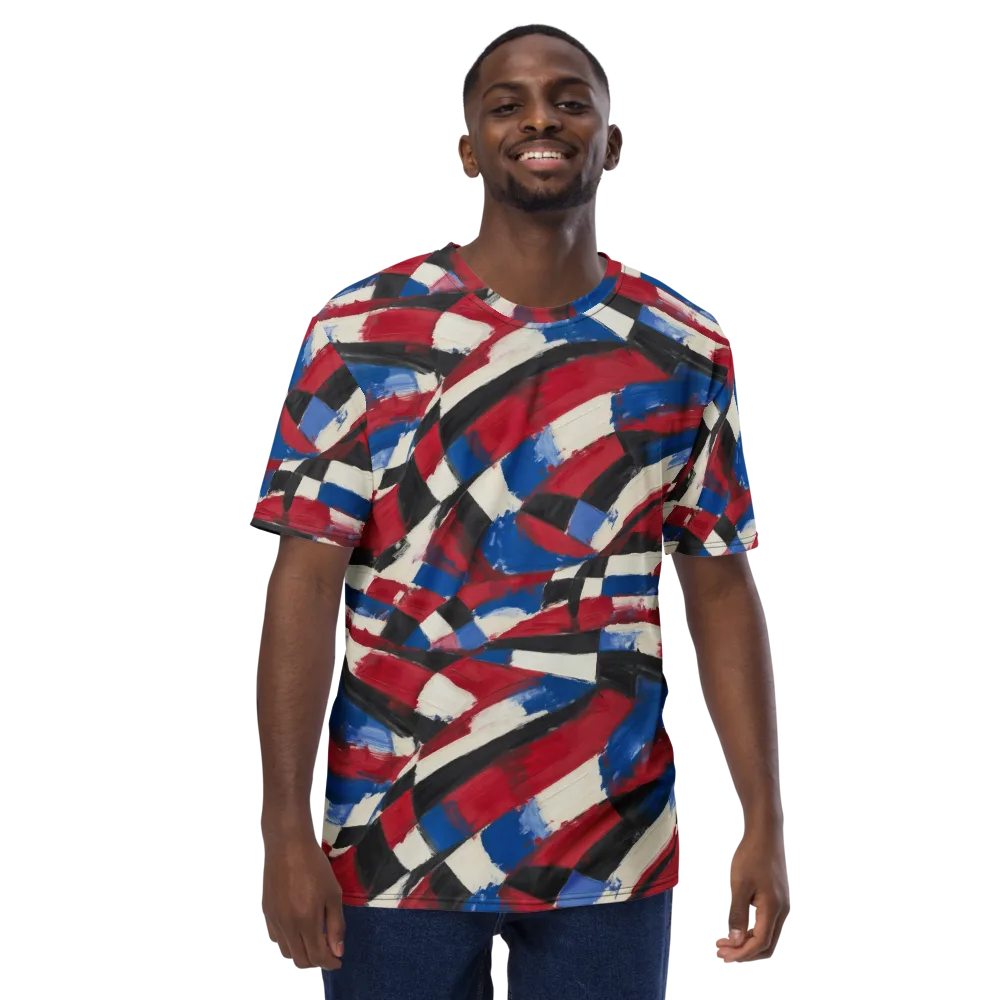 Patriot Brushwork on Men's Crew Neck T-Shirt — Front