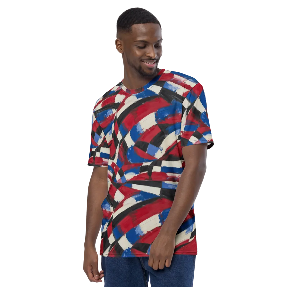 Patriot Brushwork on Men's Crew Neck T-Shirt — Left