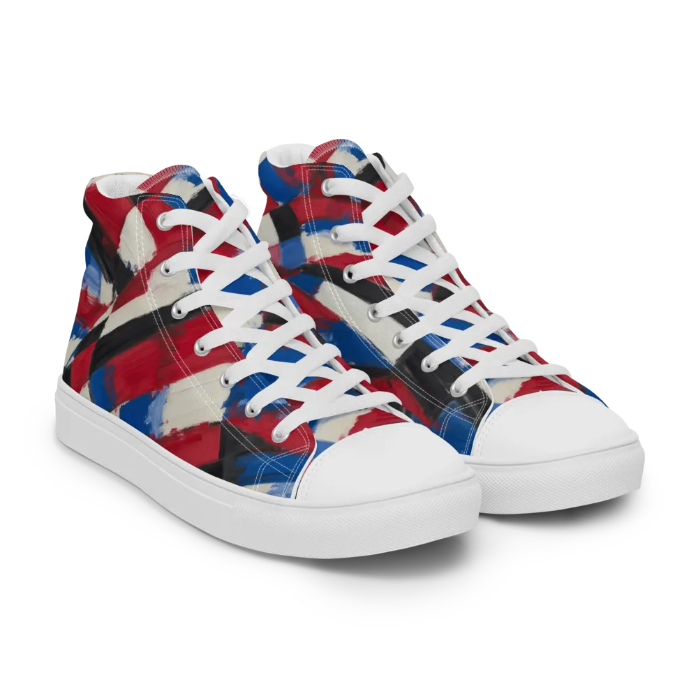 Patriot Brushwork on Men's High Top Canvas Shoes — Right Front