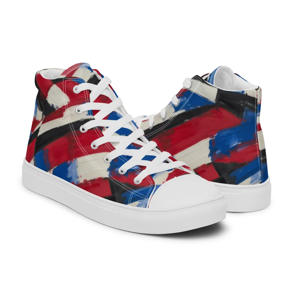 Patriot Brushwork on Men's High Top Canvas Shoes — Right