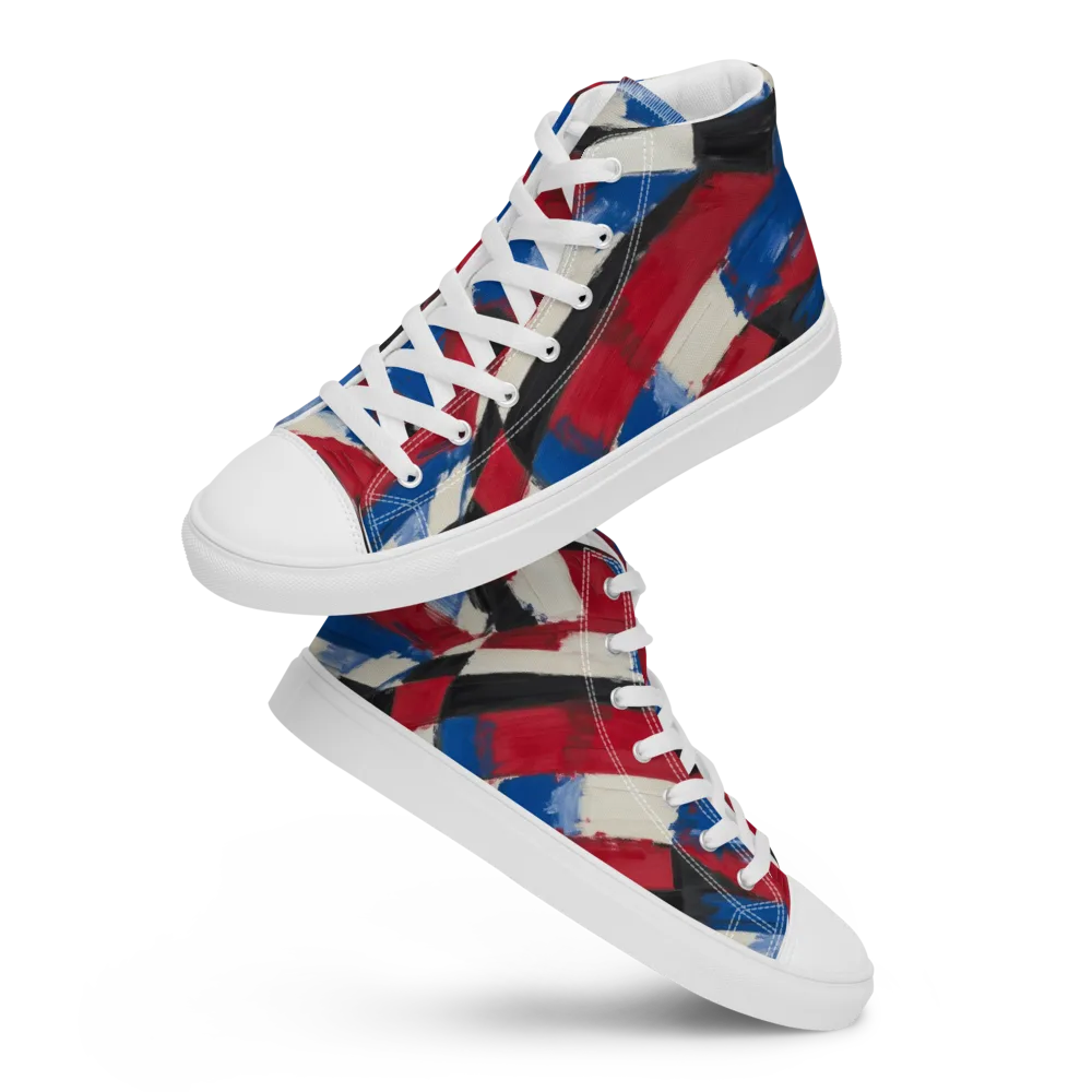 Patriot Brushwork on Men's High Top Canvas Shoes — Front