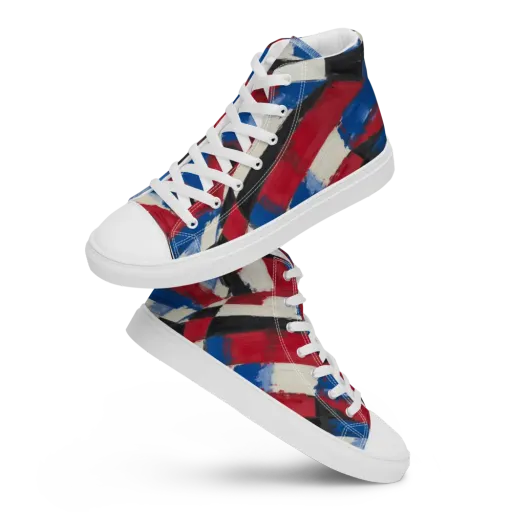 Patriot Brushwork on a Men's High Top Canvas Shoes