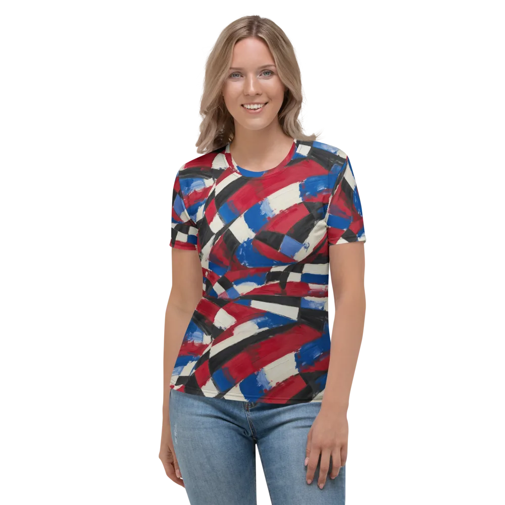 Patriot Brushwork on Women's Crew Neck T-Shirt — Front