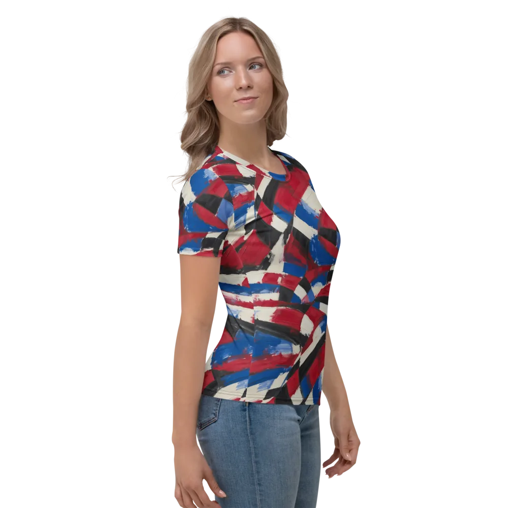Patriot Brushwork on Women's Crew Neck T-Shirt — Right