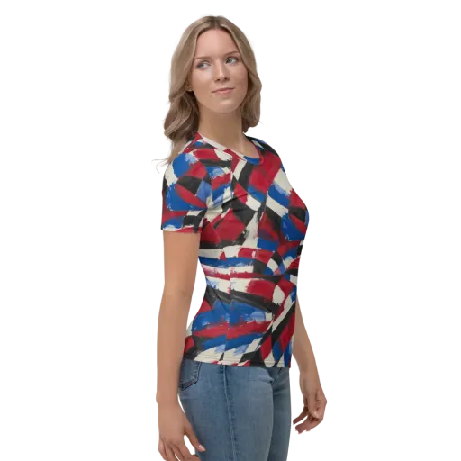 Patriot Brushwork on a Women's Crew Neck T-Shirt