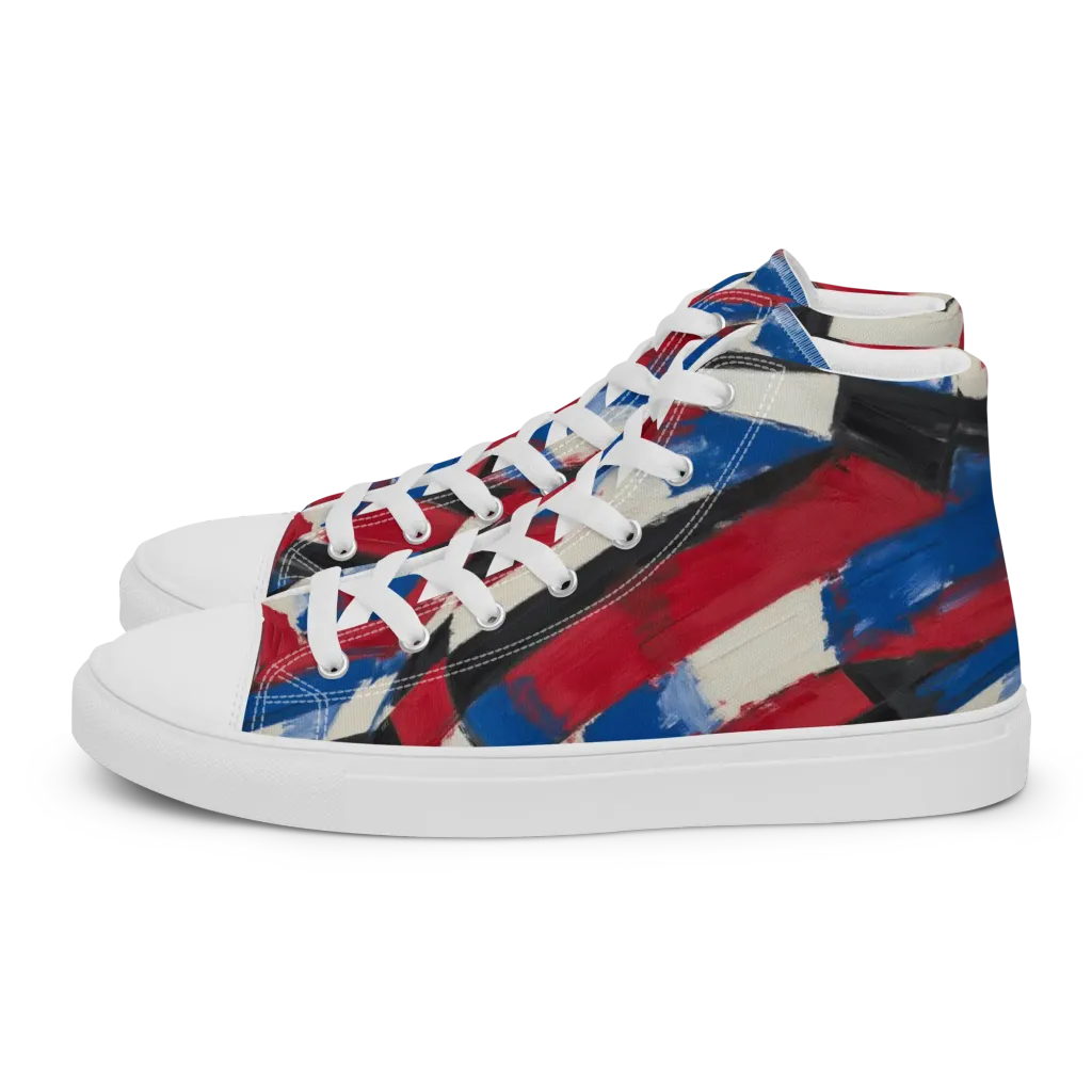 Patriot Brushwork on Women's High Top Canvas Shoes — Left