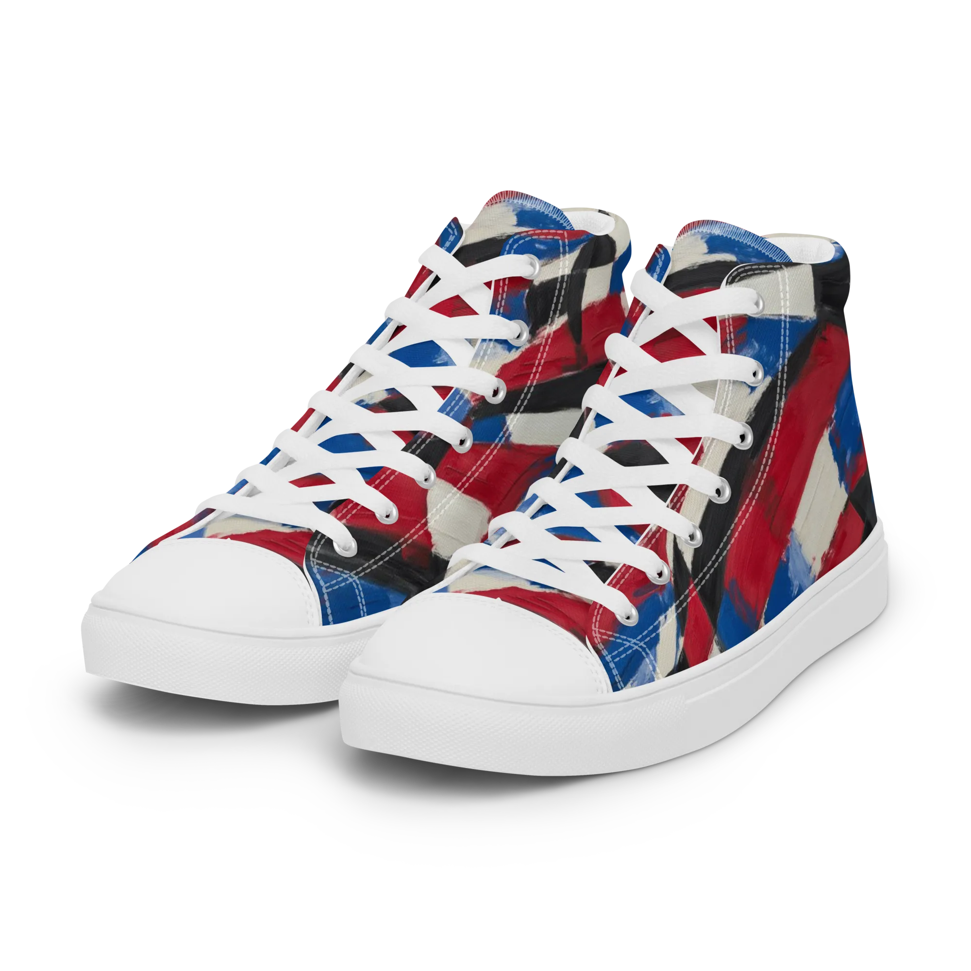 Patriot Brushwork on Women's High Top Canvas Shoes — Left Front