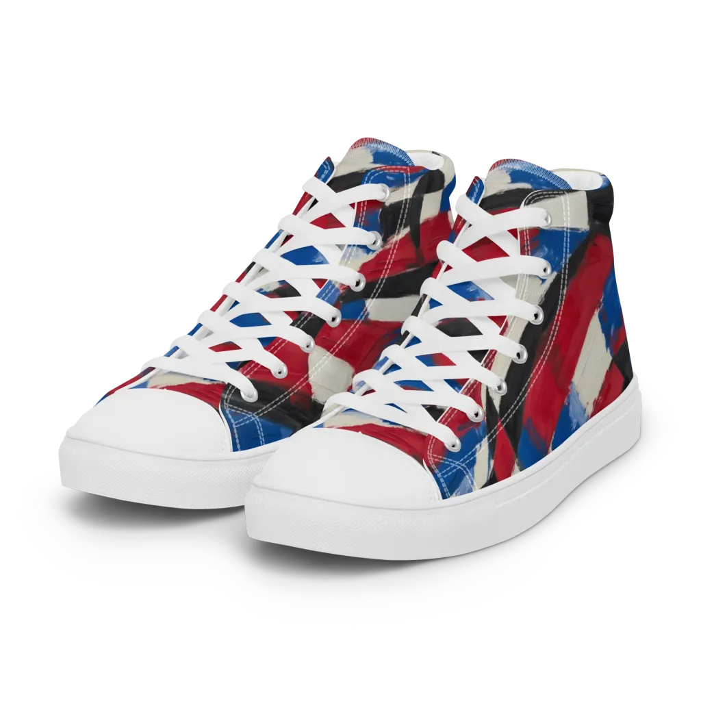 Patriot Brushwork on Women's High Top Canvas Shoes — Left Front