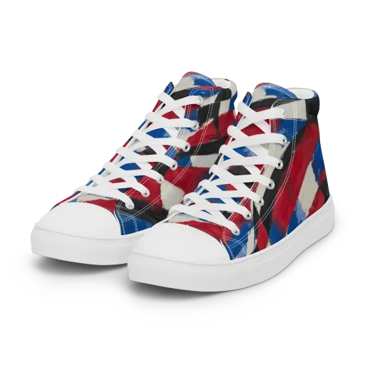 Patriot Brushwork on a Women's High Top Canvas Shoes