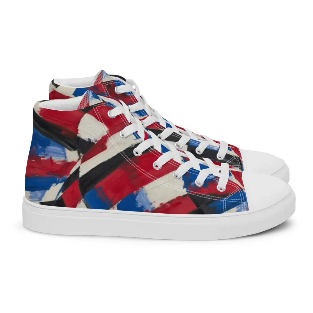 Patriot Brushwork on Women's High Top Canvas Shoes — Right