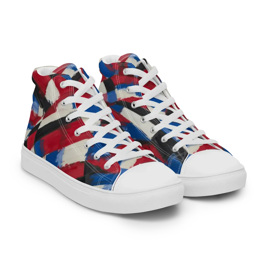 Patriot Brushwork on Women's High Top Canvas Shoes — Right Front