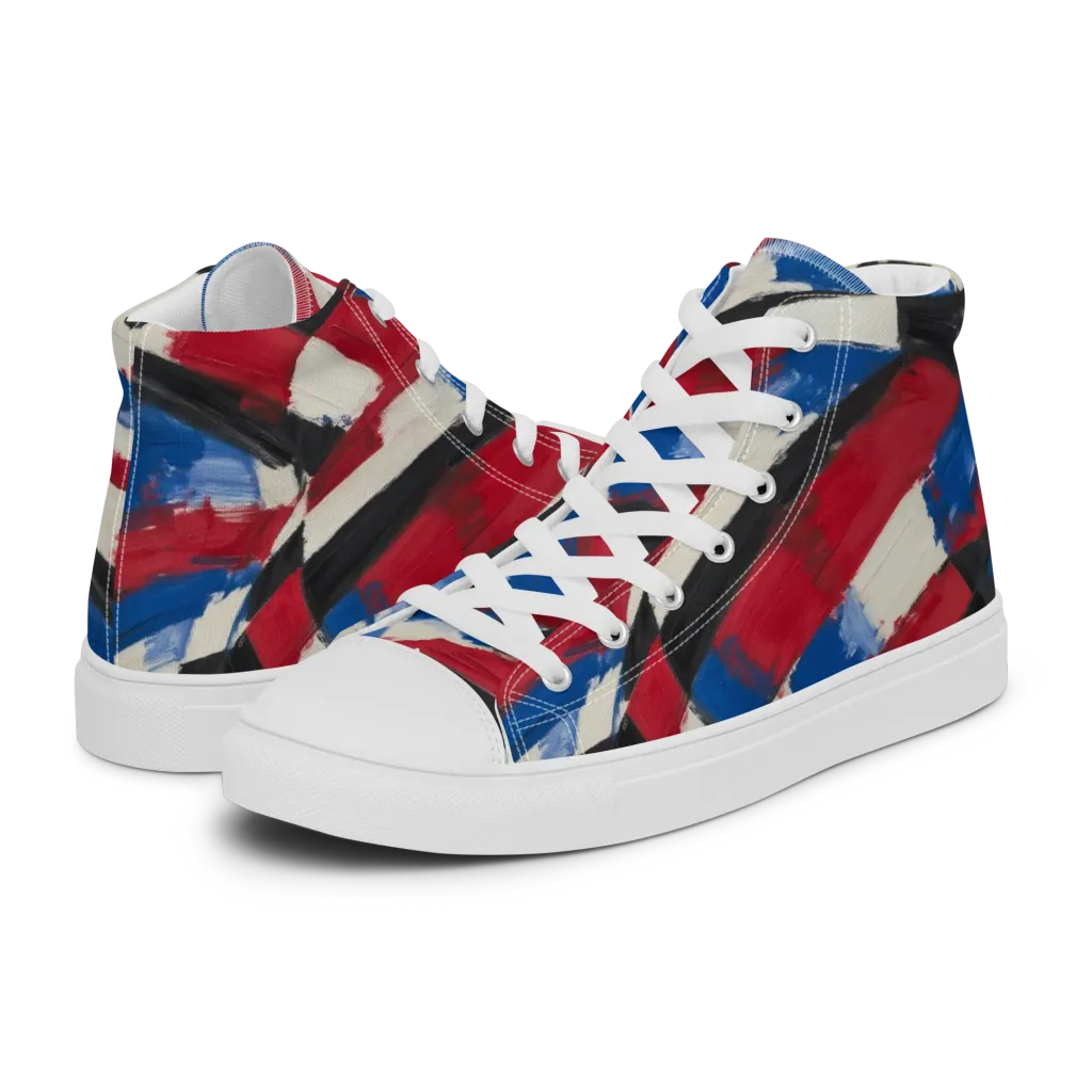 Patriot Brushwork on Women's High Top Canvas Shoes — Left
