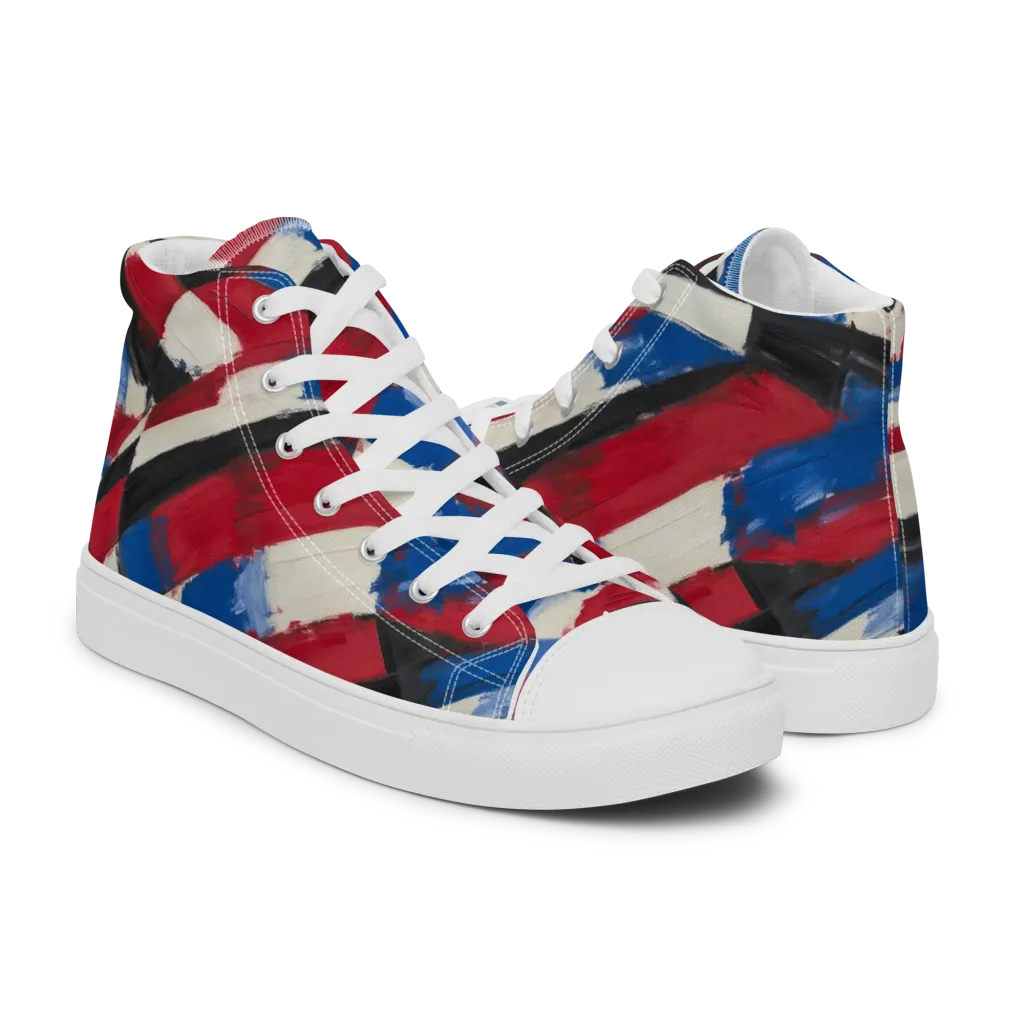 Patriot Brushwork on Women's High Top Canvas Shoes — Right