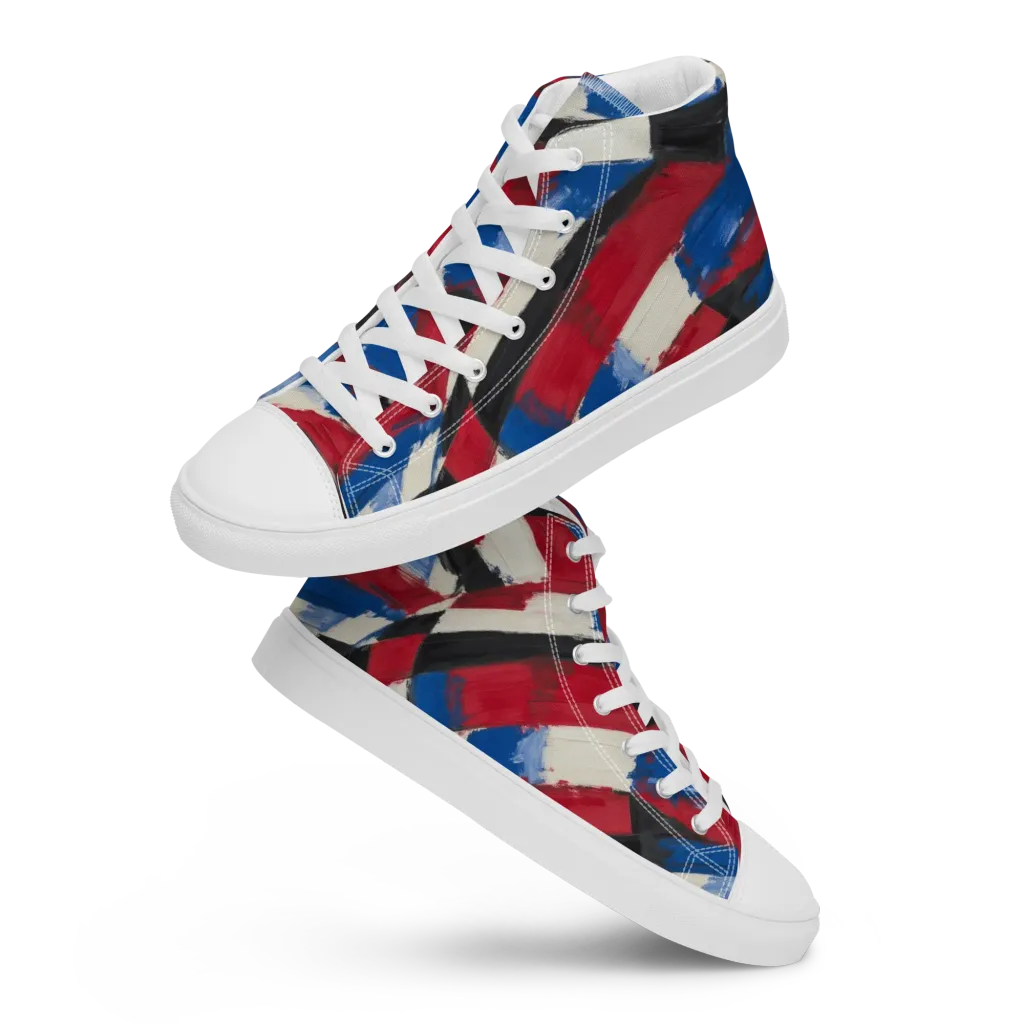 Patriot Brushwork on Women's High Top Canvas Shoes — Front