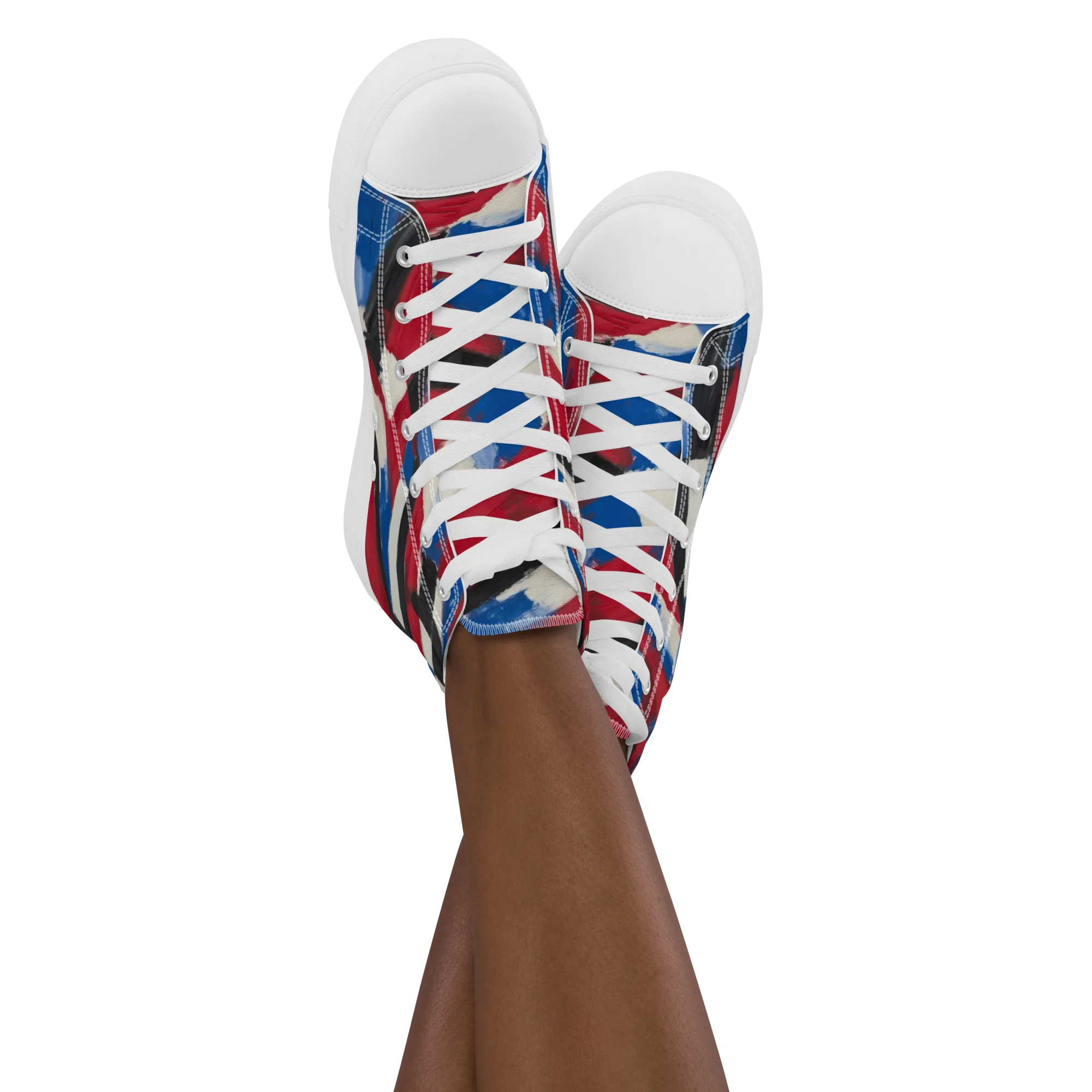 Patriot Brushwork on Women's High Top Canvas Shoes — Front