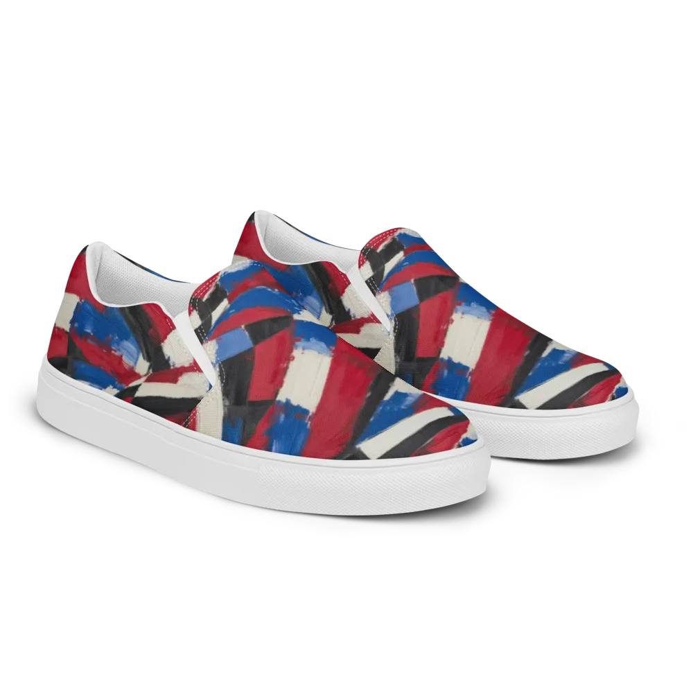 Patriot Brushwork on Men's Slip-On Canvas Shoes — Right Front