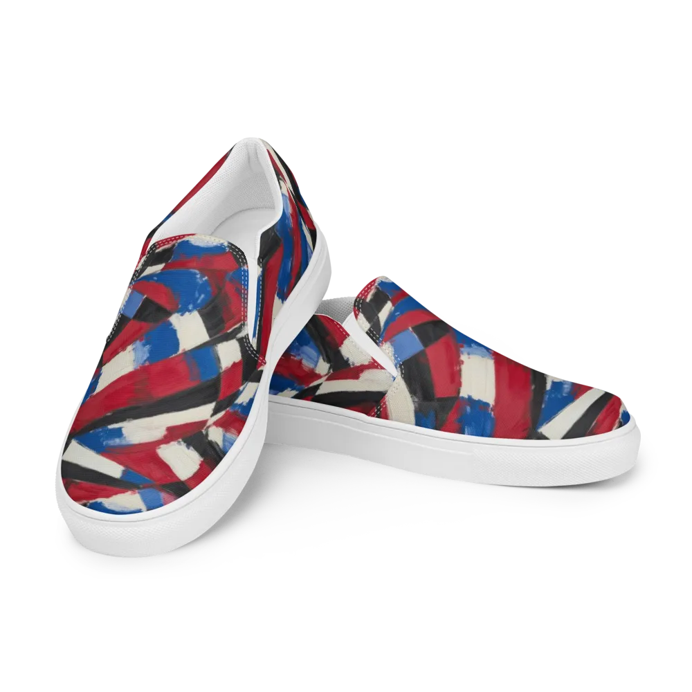 Patriot Brushwork on Men's Slip-On Canvas Shoes — Left Front