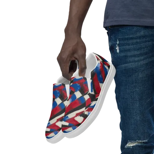 Patriot Brushwork on a Men's Slip-On Canvas Shoes