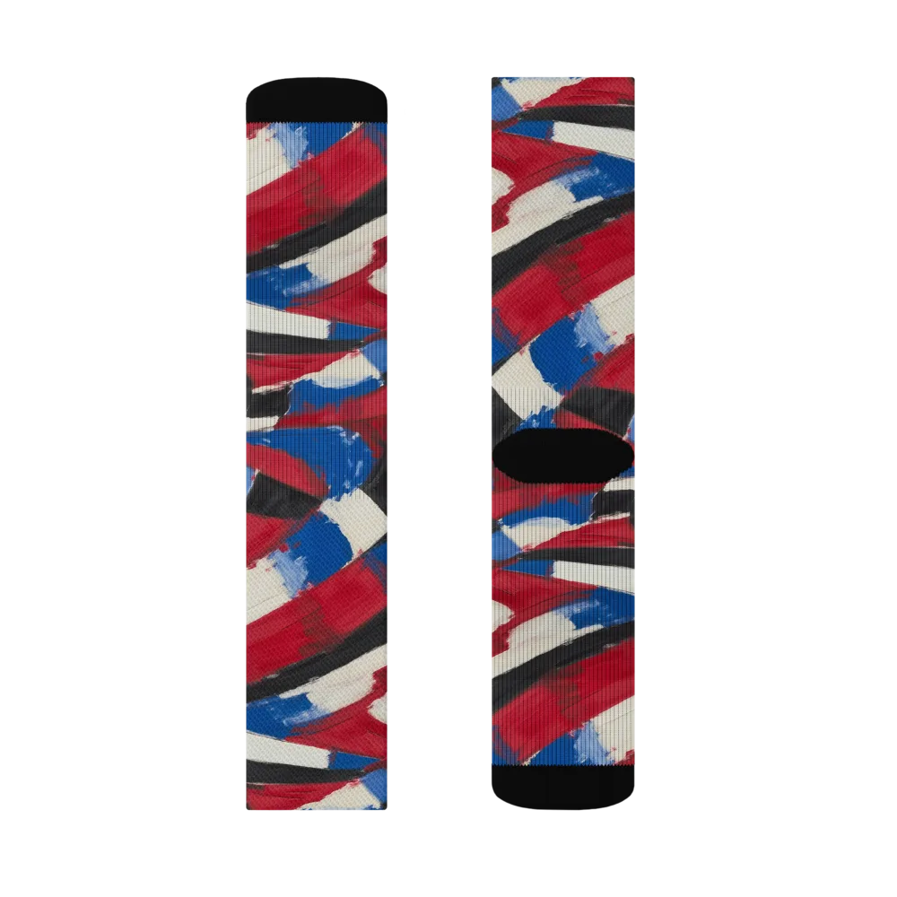 Patriot Brushwork on Socks — Right Sock
