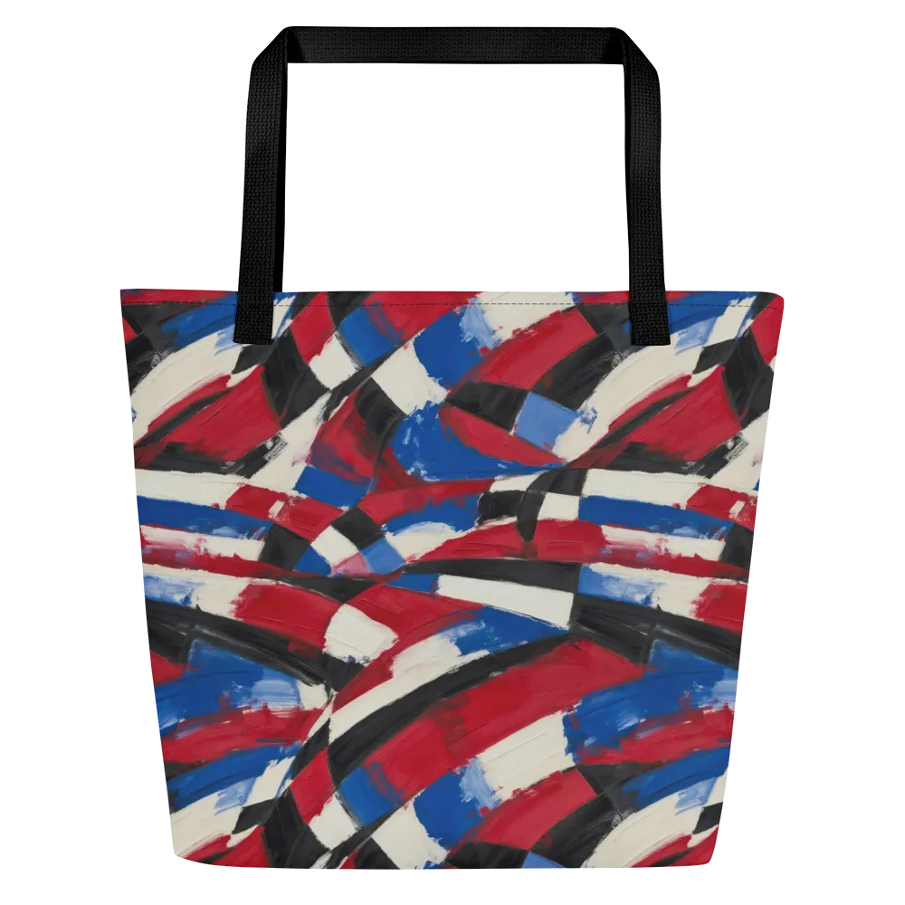Patriot Brushwork on Large Tote Bag W/ Pocket — Front