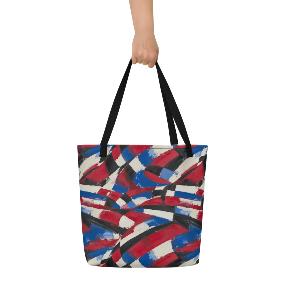 Patriot Brushwork on Large Tote Bag W/ Pocket — Front