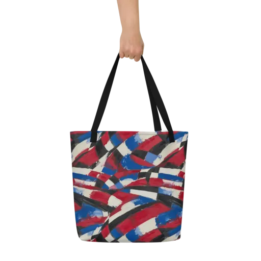 Patriot Brushwork on a Large Tote Bag W/ Pocket