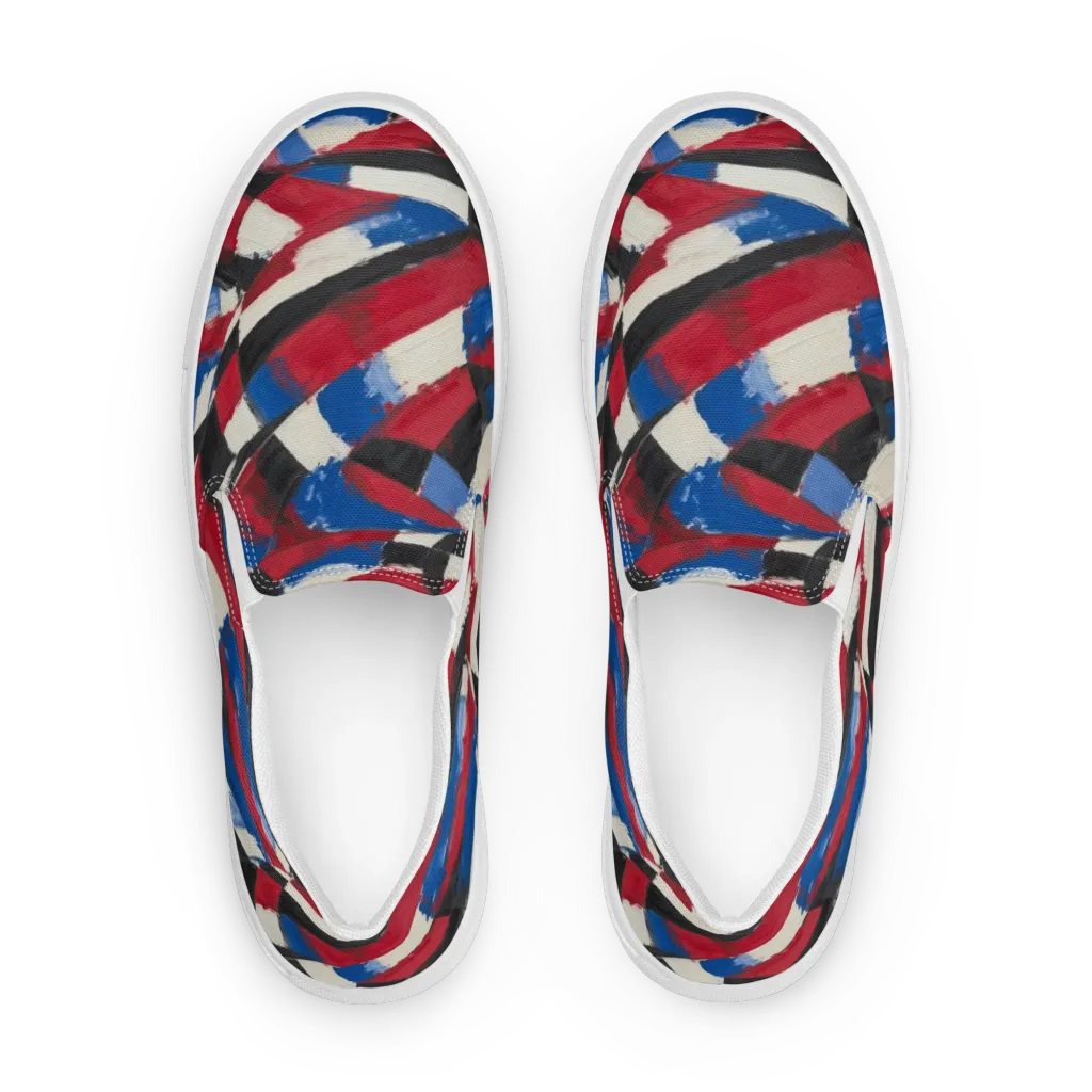 Patriot Brushwork on Women's Slip-On Canvas Shoes — Front