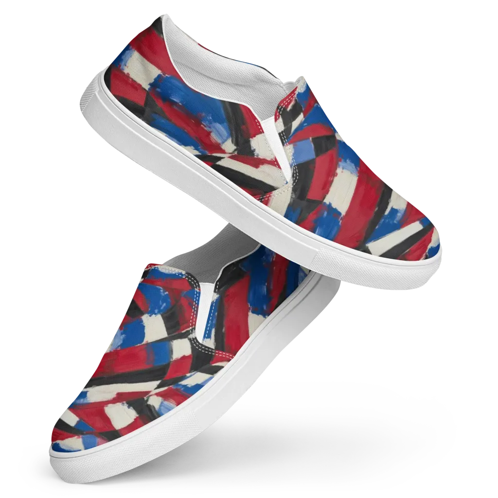 Patriot Brushwork on Women's Slip-On Canvas Shoes — Front