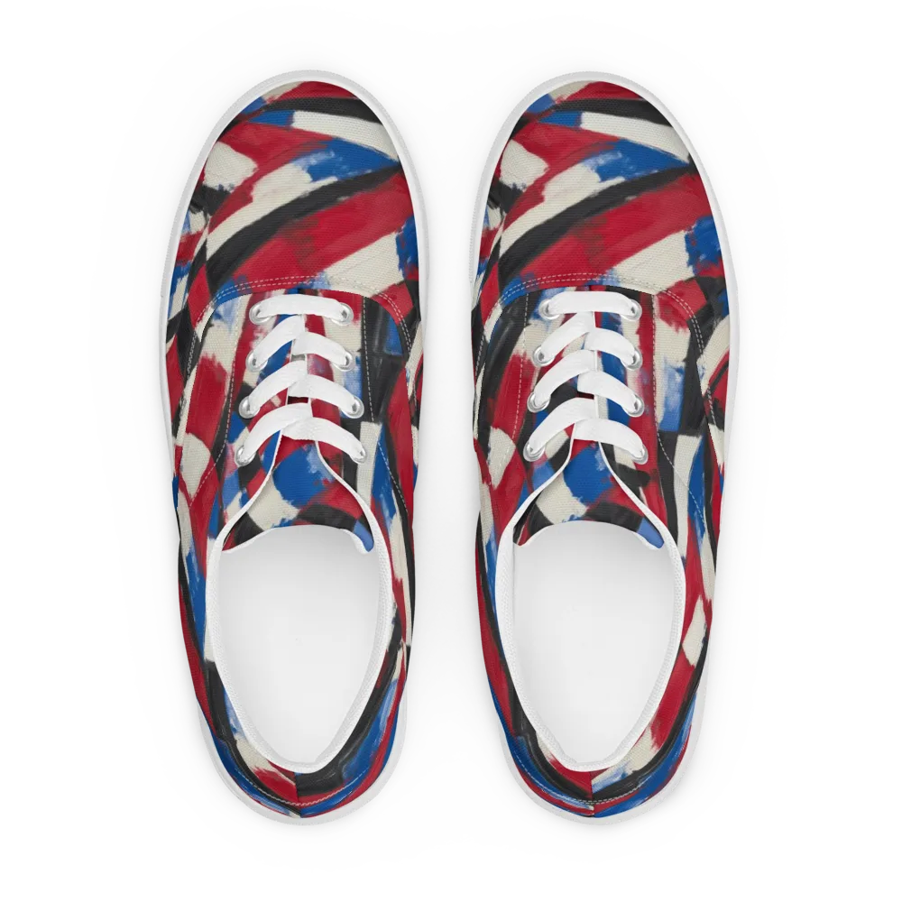 Patriot Brushwork on Men's Lace-Up Canvas Shoes — Front
