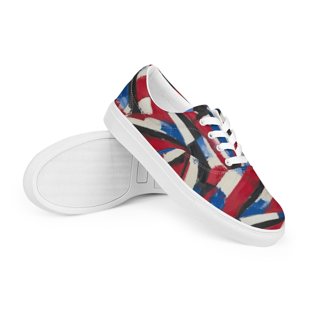 Patriot Brushwork on Men's Lace-Up Canvas Shoes — Right Front