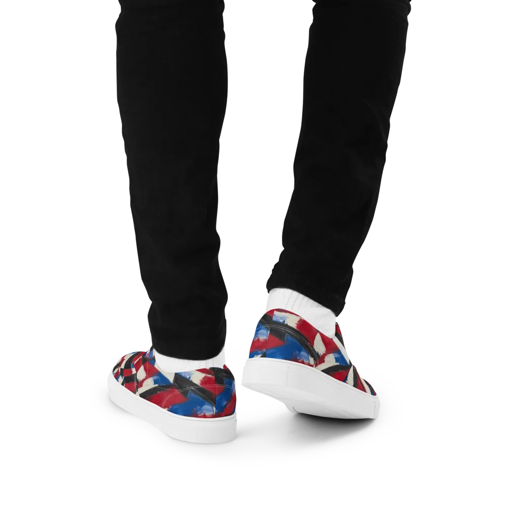 Patriot Brushwork on Men's Lace-Up Canvas Shoes — Back