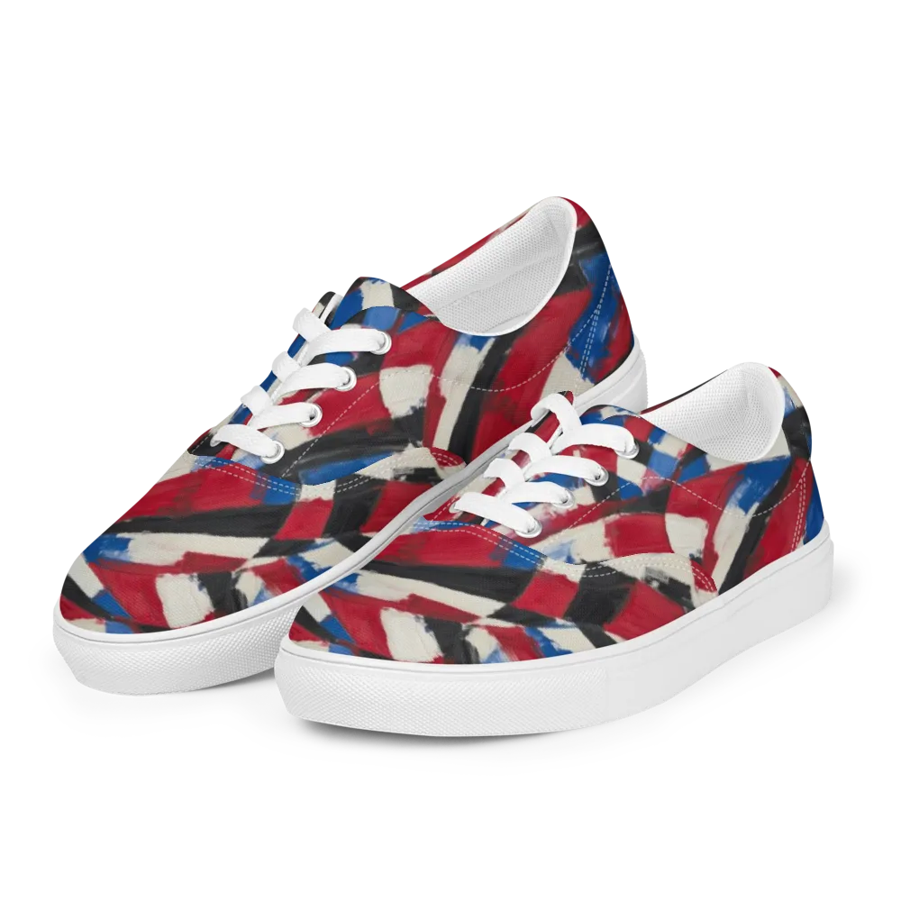 Patriot Brushwork on Men's Lace-Up Canvas Shoes — Left Front
