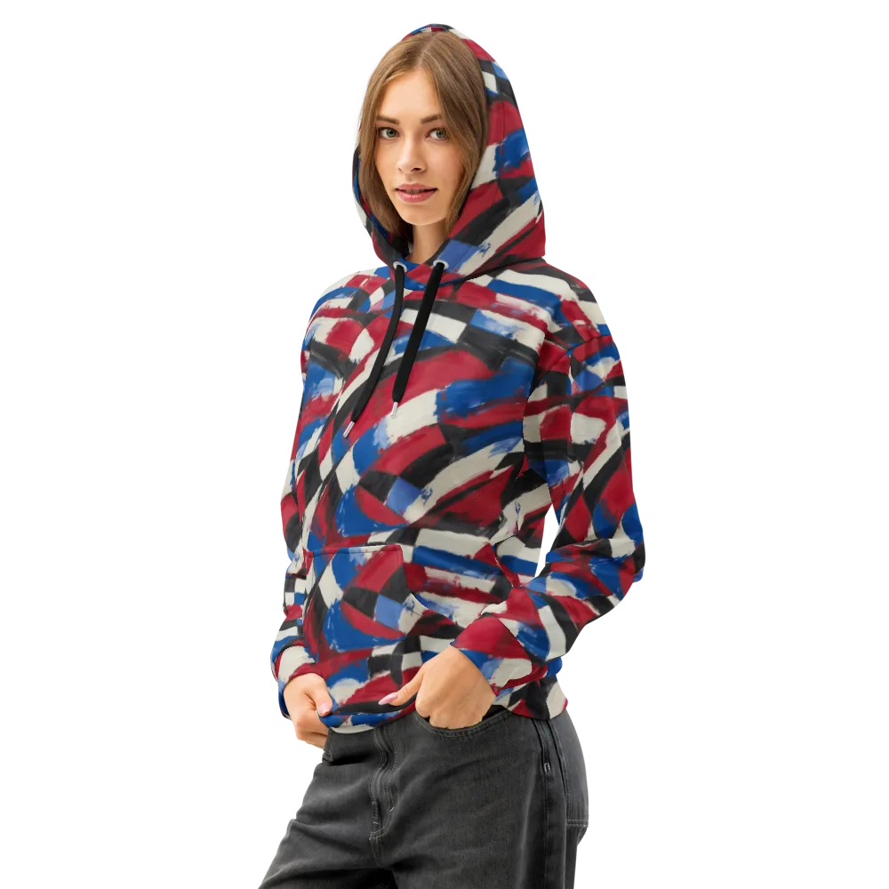 Patriot Brushwork on Cotton Hoodie — Left Front