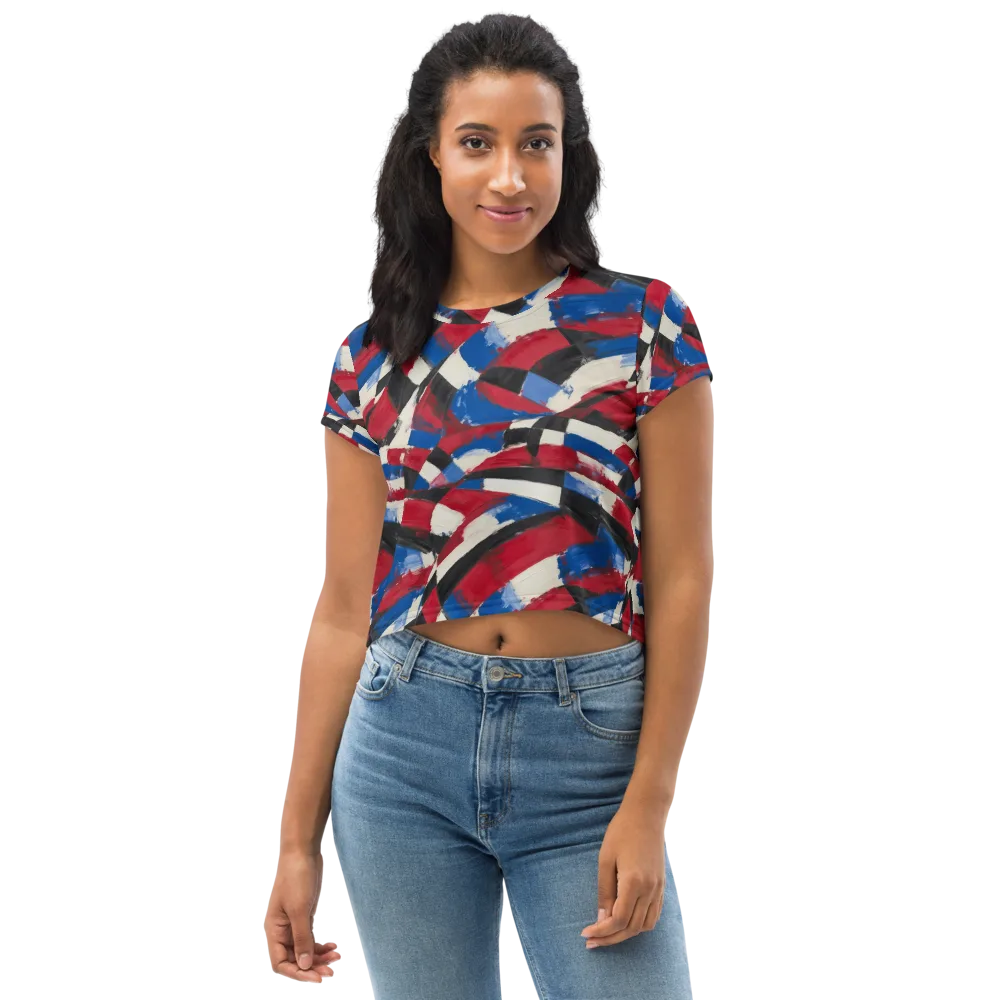 Patriot Brushwork on Crop Tee — Front