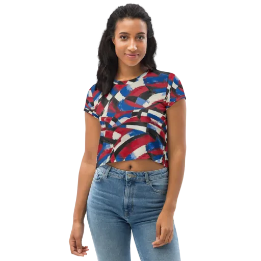 Patriot Brushwork on a Crop Tee