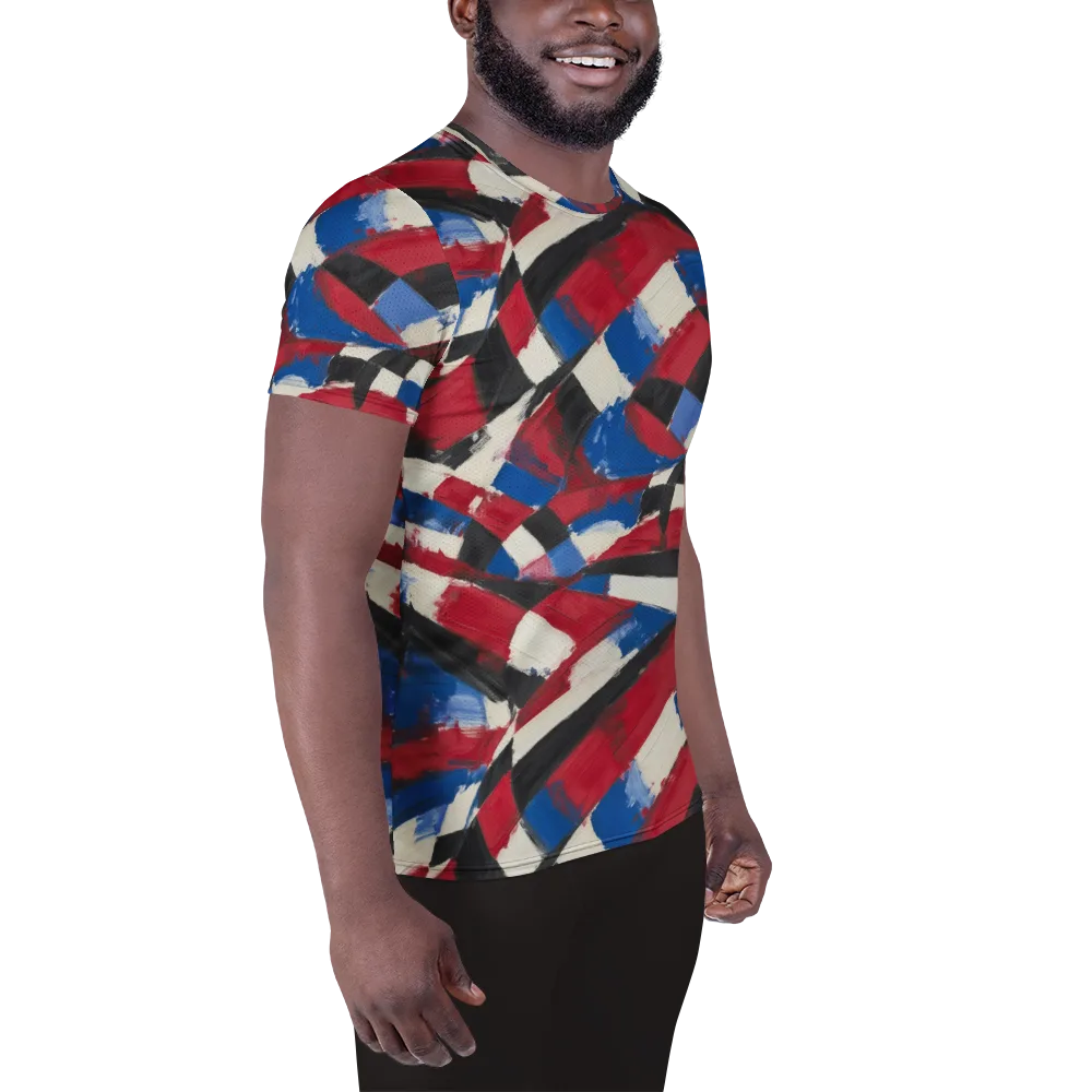 Patriot Brushwork on Men's Athletic T-Shirt — Right