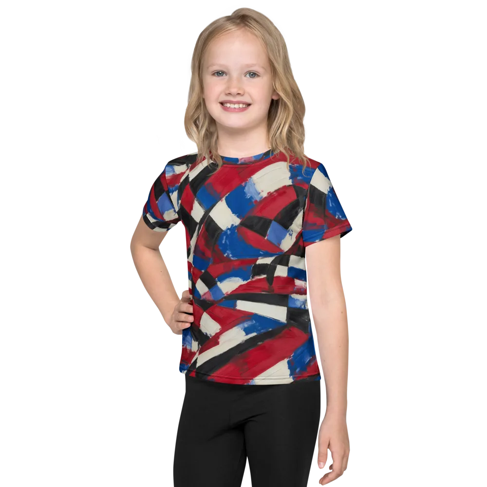 Patriot Brushwork on Kids Crew Neck T-Shirt — Front