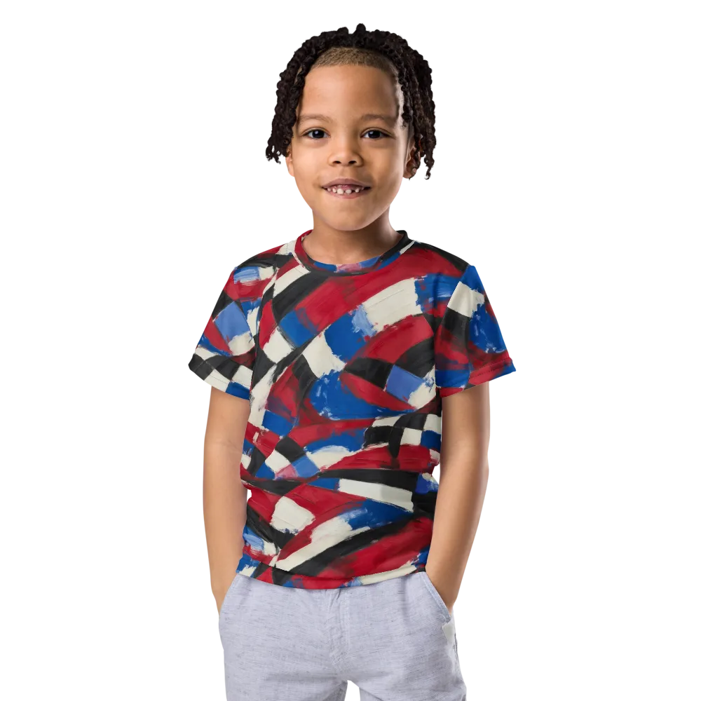 Patriot Brushwork on Kids Crew Neck T-Shirt — Front