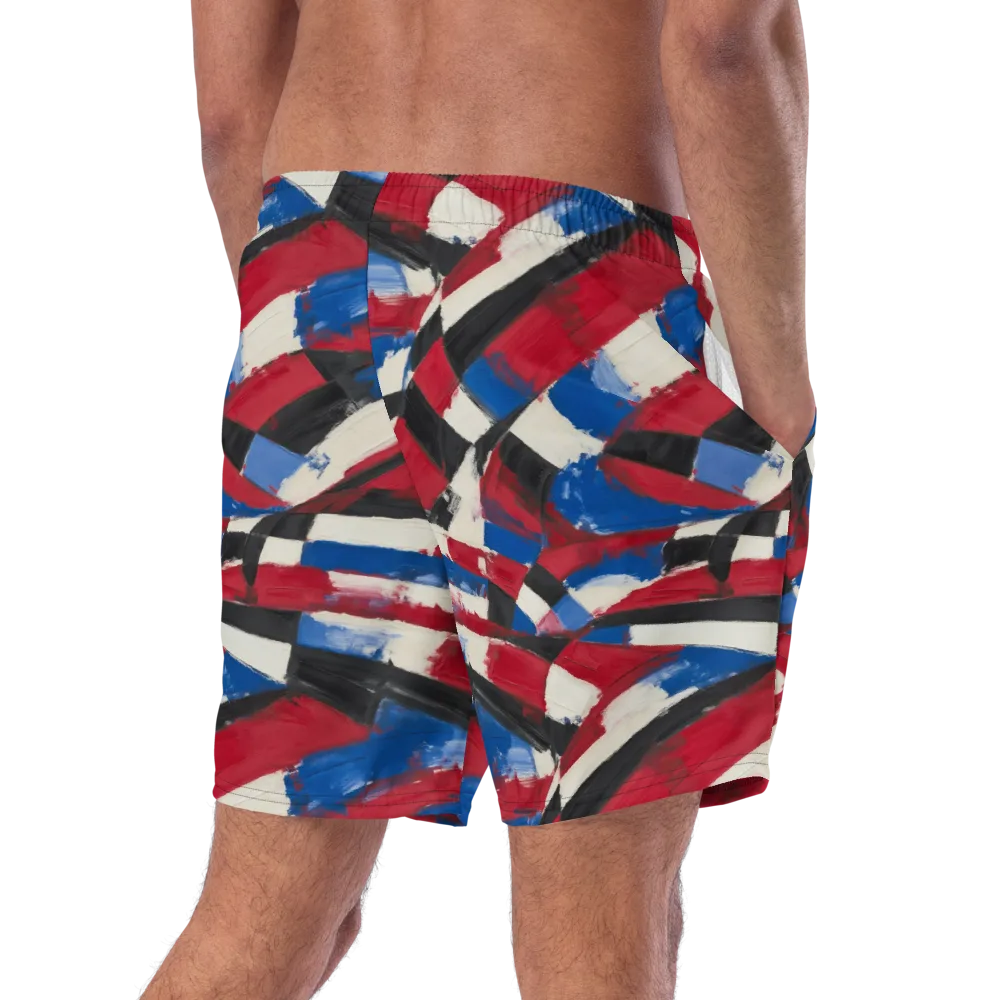 Patriot Brushwork on Swim Trunks — Right Back
