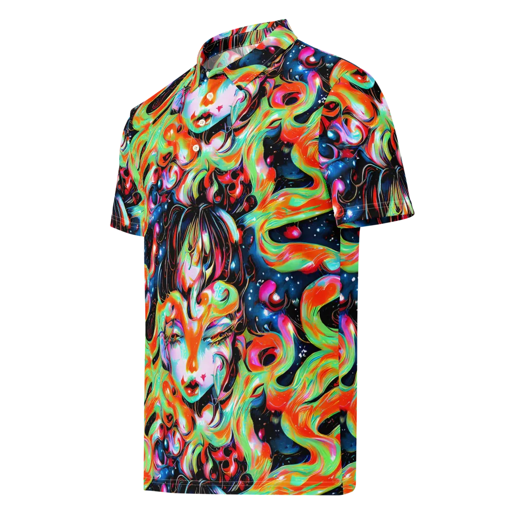 Viveros Vortex on Men's Slim Fit Polo Shirt — Left Front
