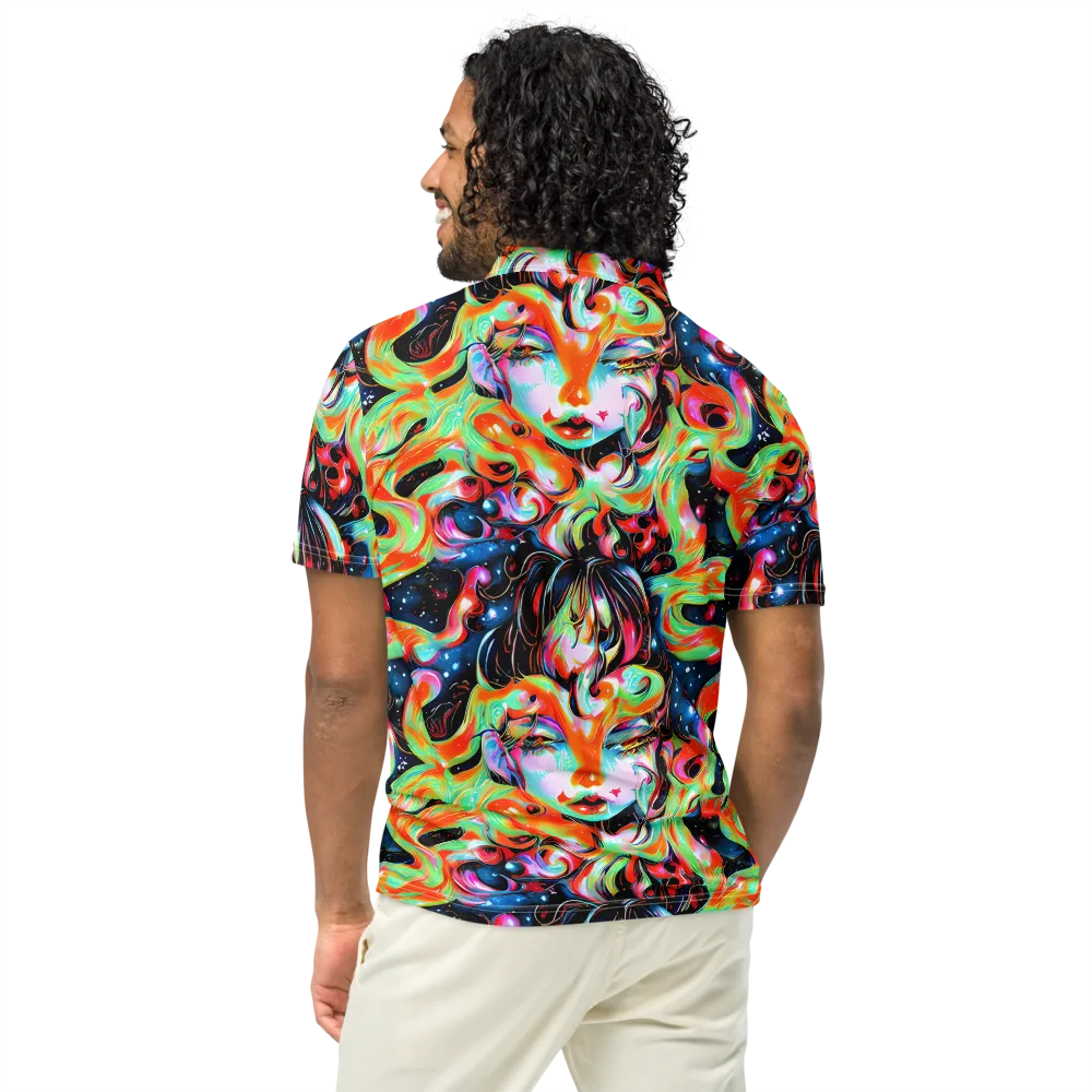 Viveros Vortex on Men's Slim Fit Polo Shirt — Back