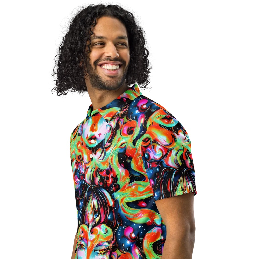 Viveros Vortex on Men's Slim Fit Polo Shirt — Left Front