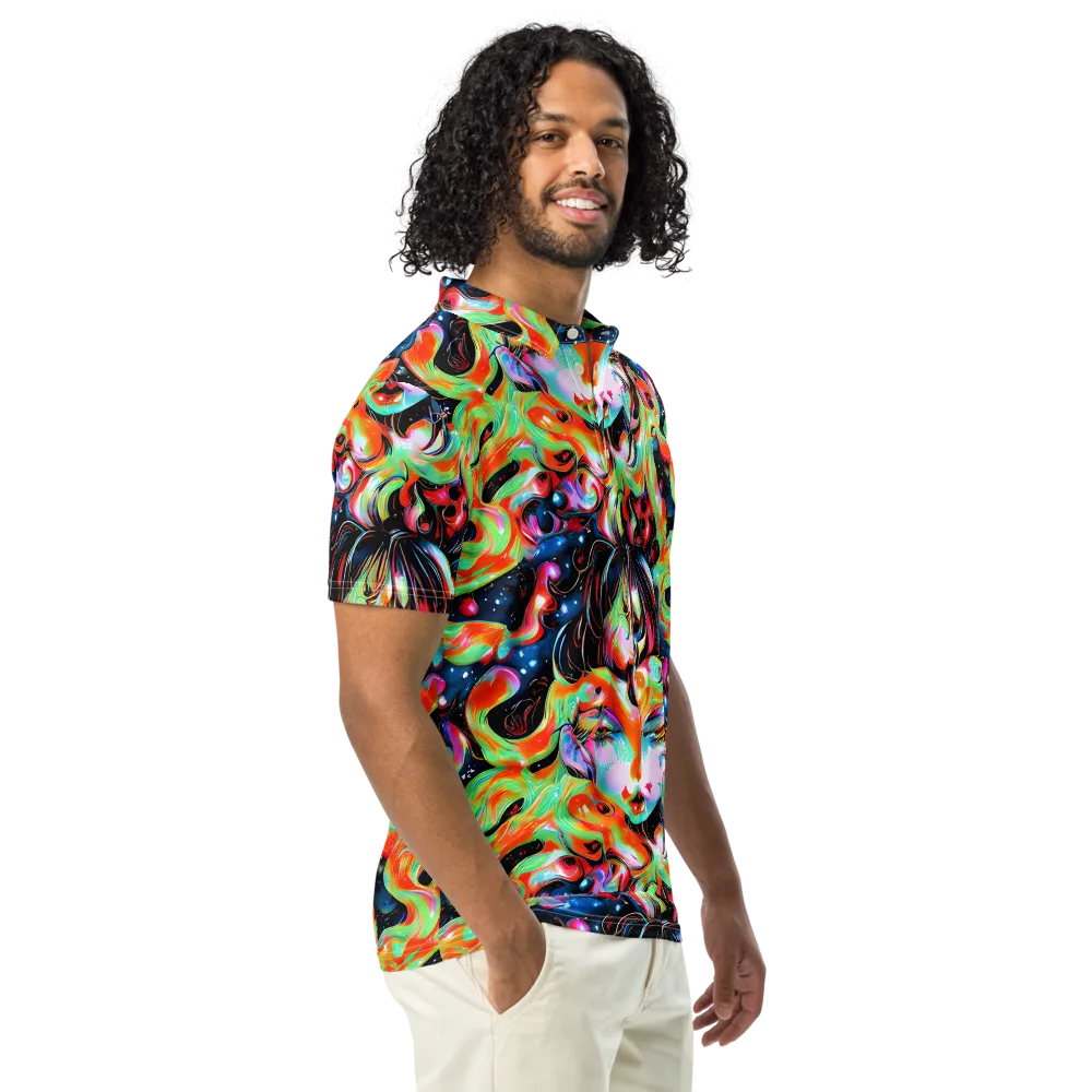 Viveros Vortex on Men's Slim Fit Polo Shirt — Right Front