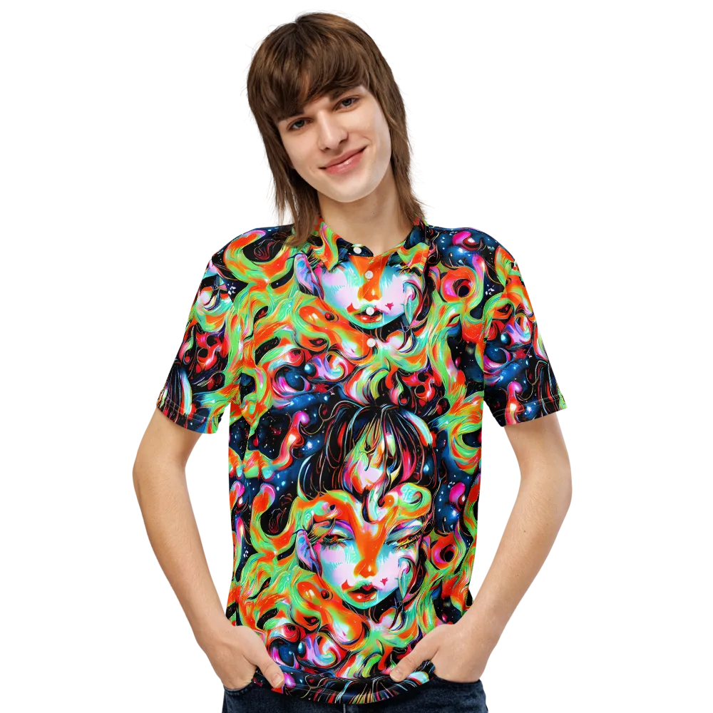 Viveros Vortex on Men's Slim Fit Polo Shirt — Front