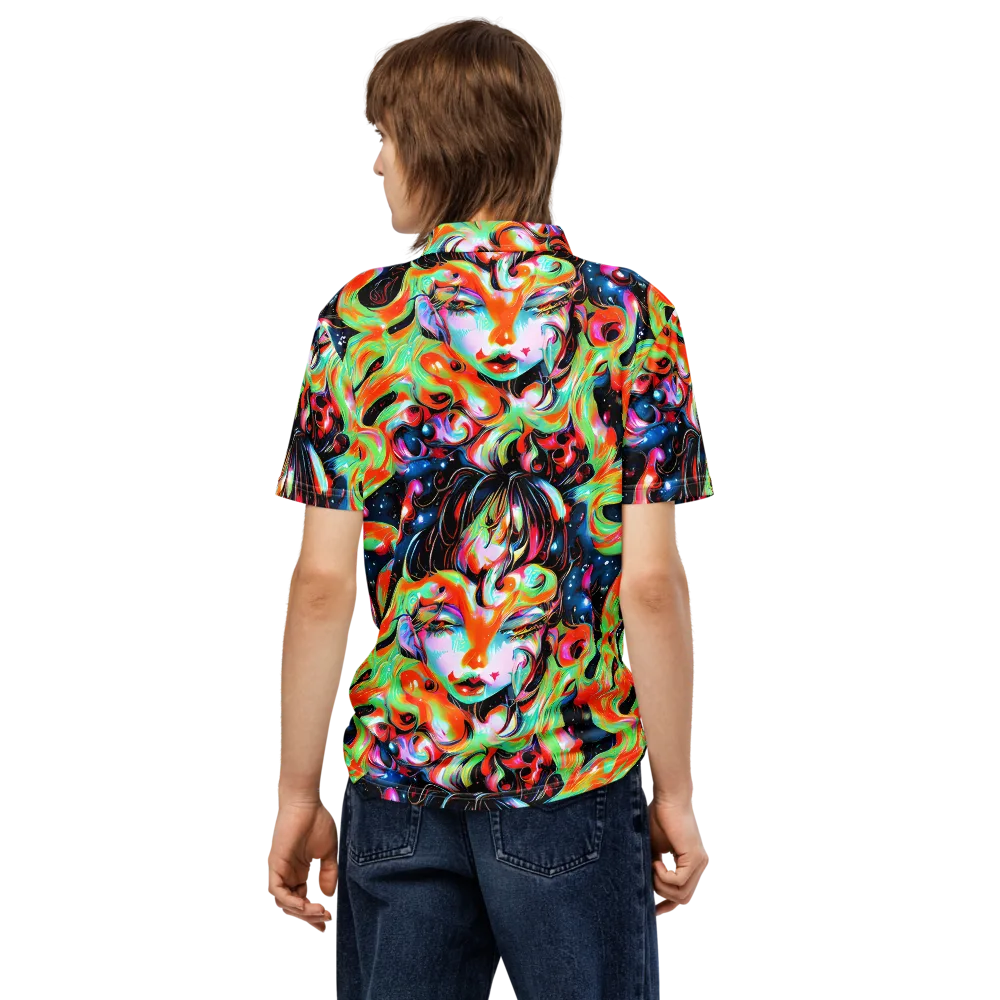 Viveros Vortex on Men's Slim Fit Polo Shirt — Back