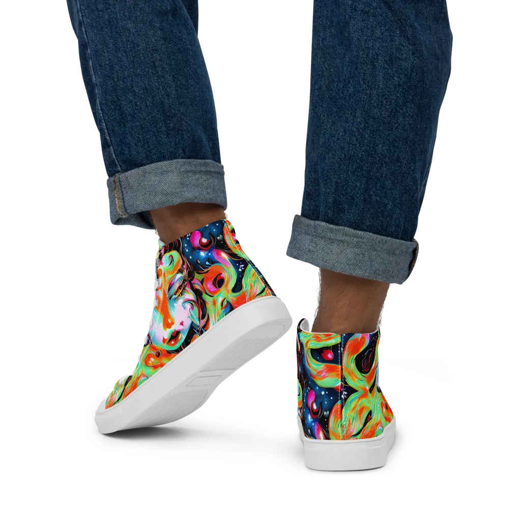 Viveros Vortex on Men's High Top Canvas Shoes — Back