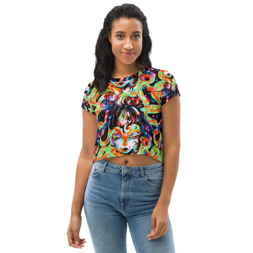 Viveros Vortex on Crop Tee — Front