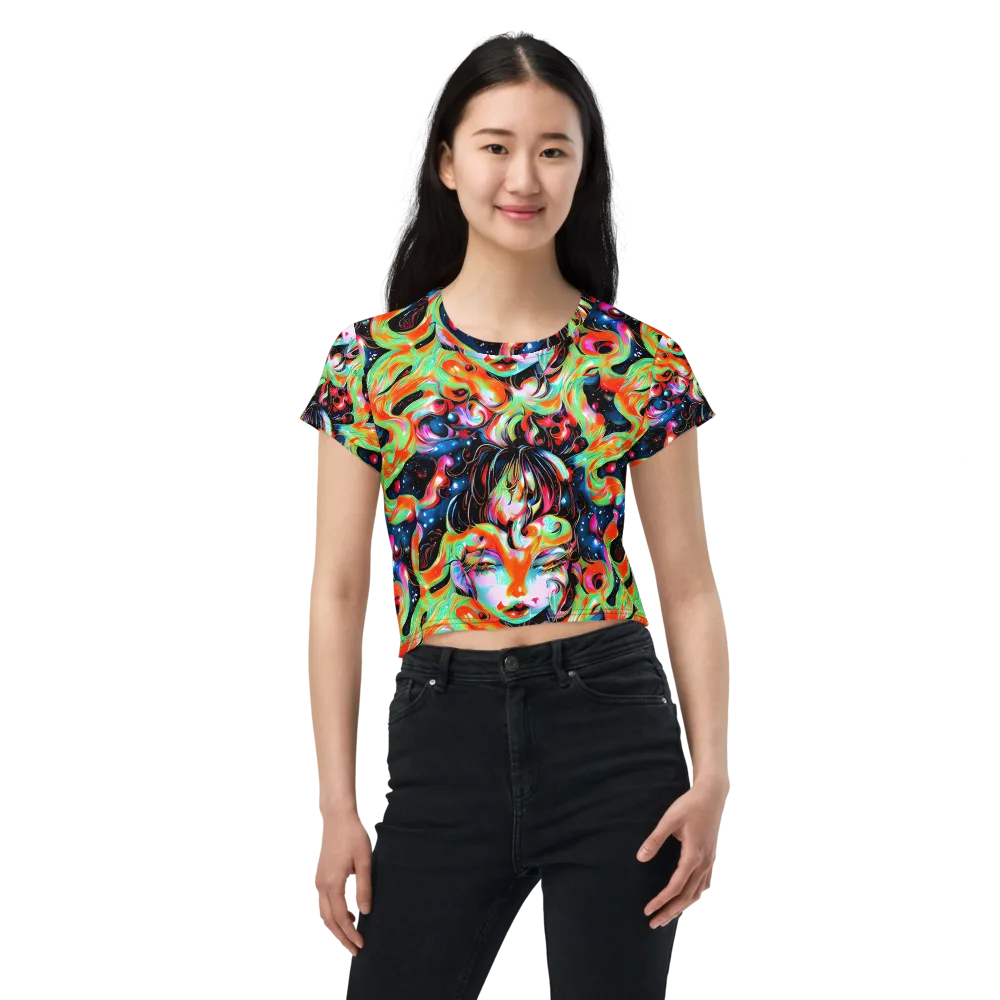 Viveros Vortex on Crop Tee — Front